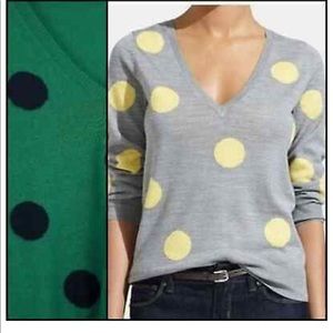 The Limited V-Neck Green Polka Dot Sweater-XS